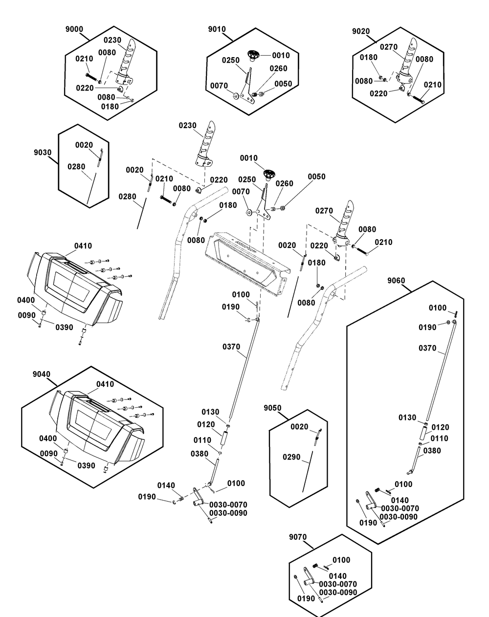 Controls Group Diagram and Parts List for 1697329-00-1026 2020 Briggs and Stratton Snow Blower